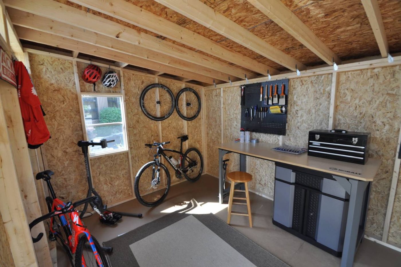 Man cave studio with bikes and paintbrushes