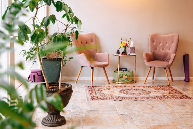 Relaxing area inside guest shed house