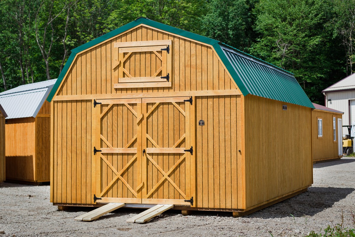 Lofted barn shed in shed lot