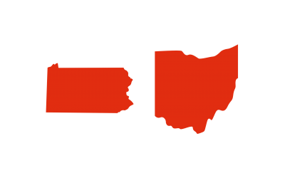 Red Pennsylvania and Iowa states