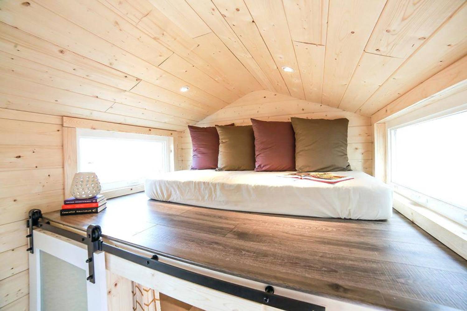 Loft in pre built cabin with bed